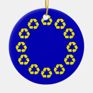 EU recycling flag Ceramic Ornament