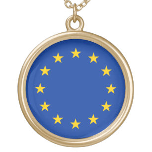 EU - Remain - European Union Flag Gold Plated Necklace