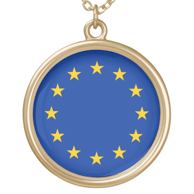 EU - Remain - European Union Flag Gold Plated Necklace (Front)