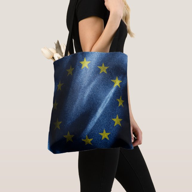 EU silk flag Tote Bag (Close Up)