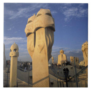 EU, Spain, Catalonia, Barcelona. Antonio Gaudi's Tile