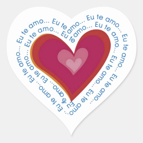Eu te amo Valentines Day Heart Sticker