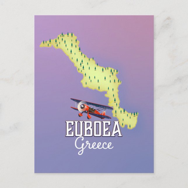 Euboea Greece Map travel poster Postcard (Front)