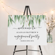 Eucalpytus Leaves Gold Glitter Engagement Party