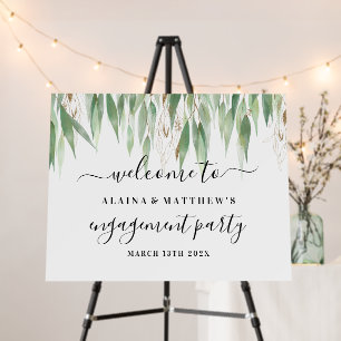 Eucalpytus Leaves Gold Glitter Engagement Party Foam Board