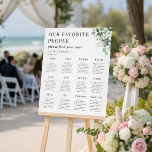 Eucalyptus 12 Tables Wedding Seating Chart Sign