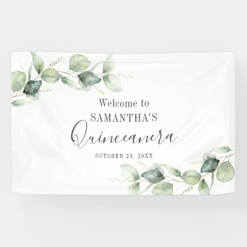 Eucalyptus 15th Birthday Quinceanera Celebration Banner