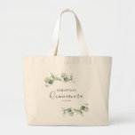 Eucalyptus 15th Birthday Quinceanera Keepsake Large Tote Bag<br><div class="desc">TIP: Matching items available in this collection. Our botanical eucalyptus birthday collection features watercolor foliage and modern typography in dark gray text. Use the "Customize it" button to further re-arrange and format the style and placement of text. Could easily be repurpose for other special events like anniversaries, baby shower, birthday...</div>