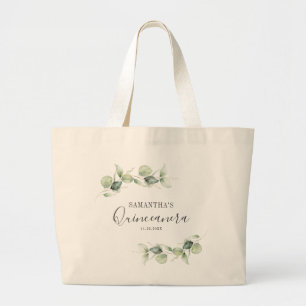Eucalyptus 15th Birthday Quinceanera Keepsake Large Tote Bag