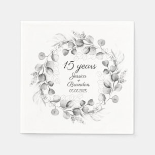 Eucalyptus 15th Crystal Wedding Anniversary Napkins