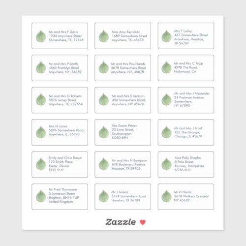 Eucalyptus 18 Individual Name Address Sans Serif Sticker