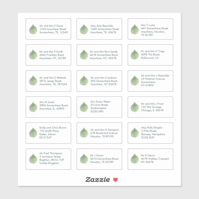 Eucalyptus 18 Individual Name Address Sans Serif Sticker (Sheet)