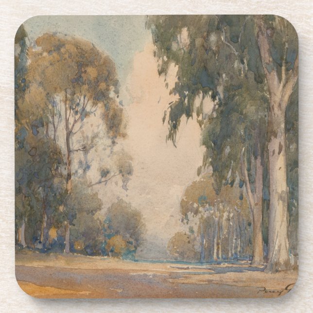 Eucalyptus (1922) – Delicate Watercolor Botanical Beverage Coaster (Front)