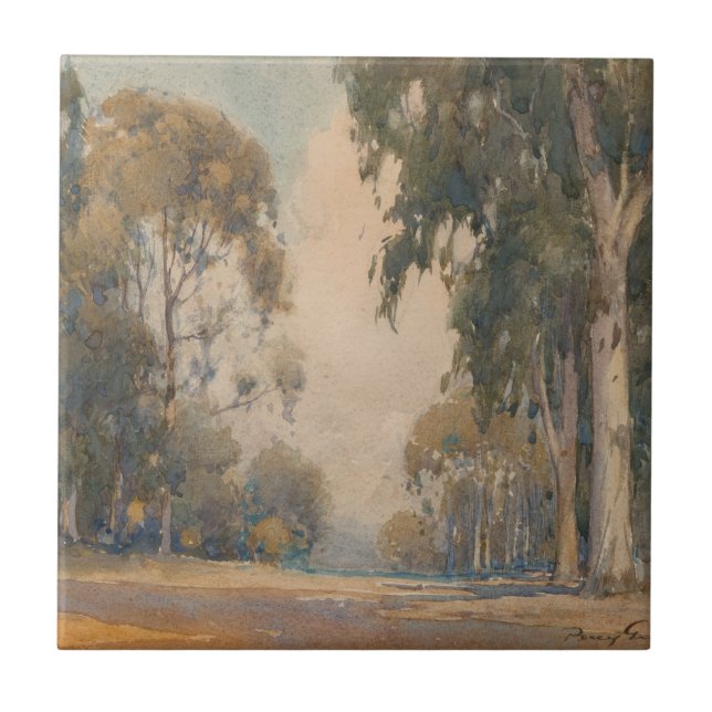 Eucalyptus (1922) – Delicate Watercolor Botanical Ceramic Tile (Front)