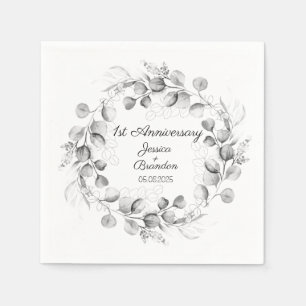 Eucalyptus 1st Paper Wedding Anniversary Napkins
