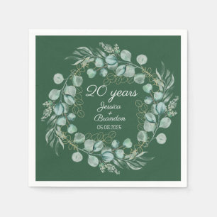 Eucalyptus 20th Emerald Wedding Anniversary Napkins
