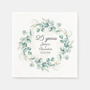 Eucalyptus 25th Silver Wedding Anniversary Napkins