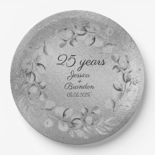 Eucalyptus 25th Silver Wedding Anniversary  Paper Plates