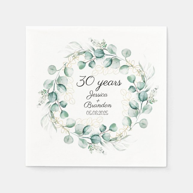 Eucalyptus 30th Pearl Wedding Anniversary  Napkins (Front)