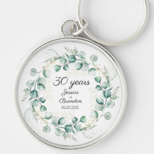 Eucalyptus 30th Wedding Anniversary Keychain