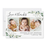 Eucalyptus 3 Photo Baby Birth Stats Thank You Card Eucalyptus 3 Photo Baby Birth Stats Thank You Card