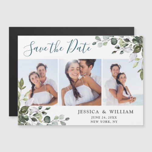 Eucalyptus 3 PHOTO Save the Date Magnetic Card