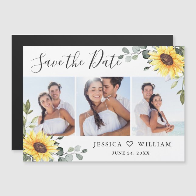 Eucalyptus 3 PHOTO Save the Date Magnetic Card (Front/Back)