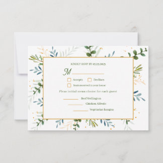 Eucalyptus 3 three meal choice wedding  RSVP card