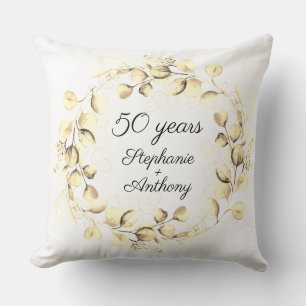 Eucalyptus 50th Golden Wedding Anniversary Throw Pillow