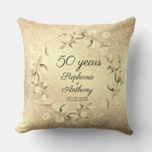 Eucalyptus 50th Golden Wedding Anniversary Throw Pillow