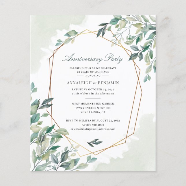 Eucalyptus 50th Wedding Anniversary Invitation (Front)