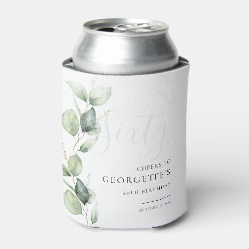 Eucalyptus 60th Adult Birthday Party Can Cooler
