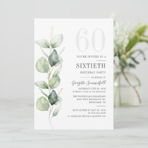Eucalyptus 60th Birthday Botanical Greenery Party Invitation