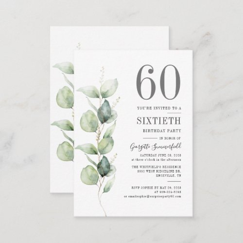 Eucalyptus 60th Birthday Greenery Foliage Note Card