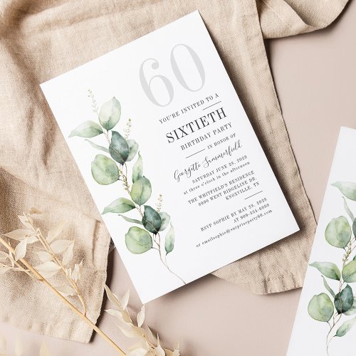 Eucalyptus 60th Birthday Greenery Invitation