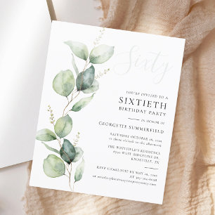 Eucalyptus 60th Birthday Party Invitation