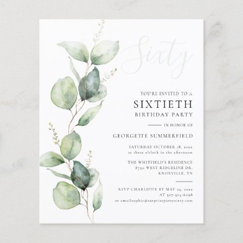 Eucalyptus 60th Birthday Party Invitation