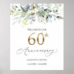 Eucalyptus 60th Wedding Anniversary Welcome Sign at Zazzle