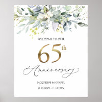Eucalyptus 65th Wedding Anniversary Welcome Sign