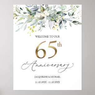Eucalyptus 65th Wedding Anniversary Welcome Sign