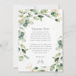 Eucalyptus 80th Birthday  Thank You Card