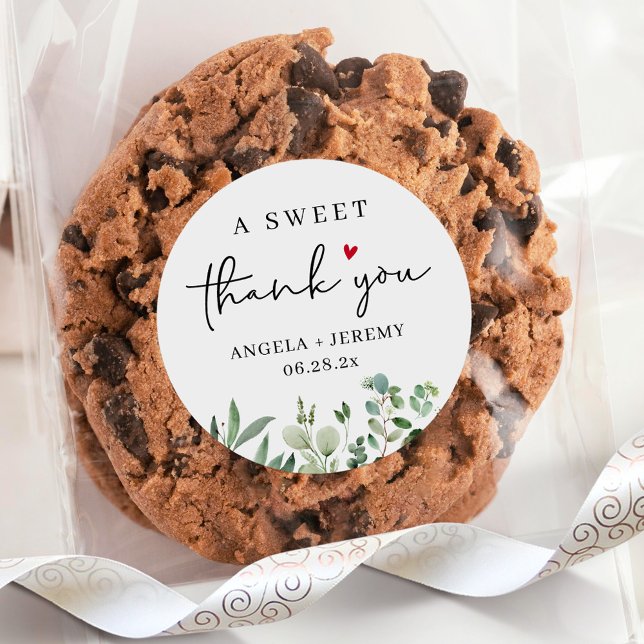 Eucalyptus A Sweet Thank You Favor Classic Round Sticker (Creator Uploaded)