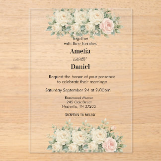Eucalyptus Acrylic flat wedding Invitation