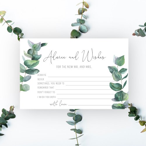 Eucalyptus _ advice and wishes bridal shower stationery