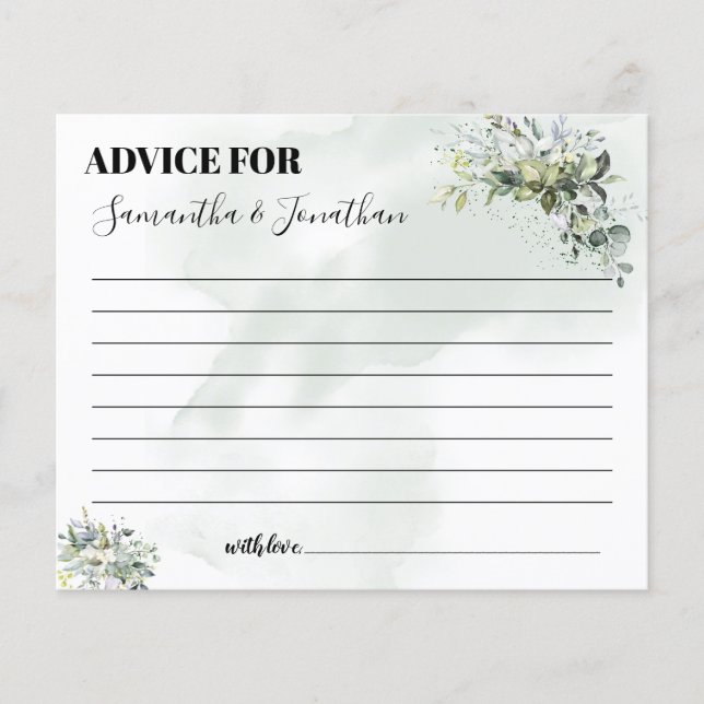 Eucalyptus Advice for couple bilingual shower card (Front)