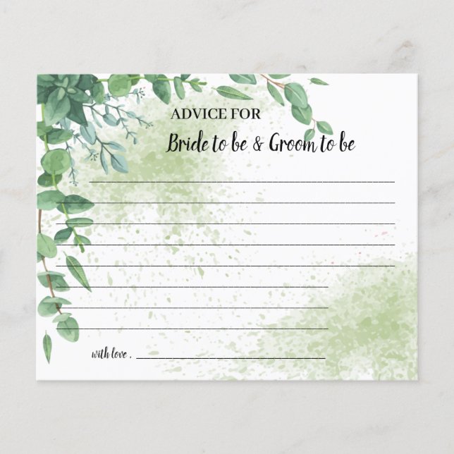 Eucalyptus  Advice for Couple Bridal Shower Card Flyer (Front)
