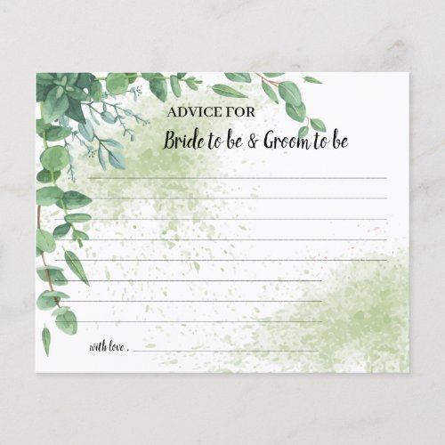 Eucalyptus  Advice for Couple Bridal Shower Card Flyer