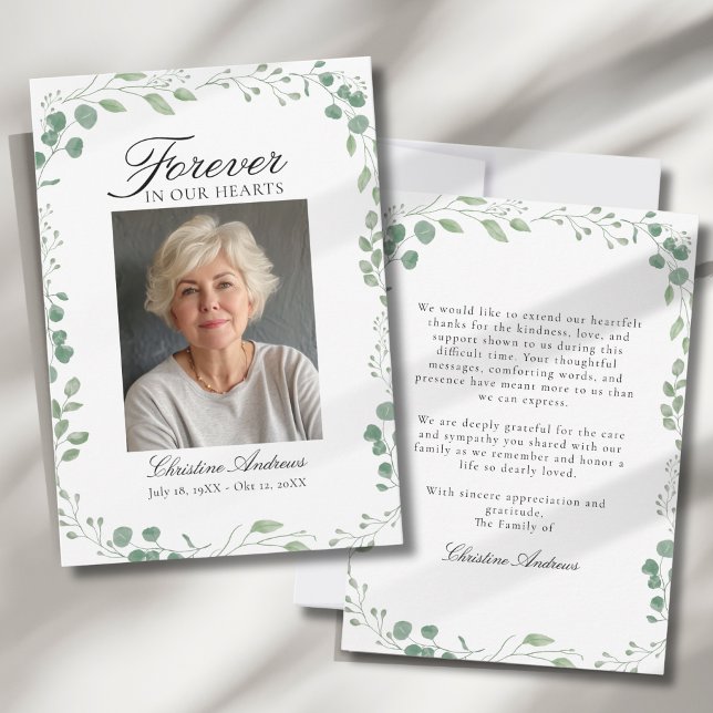 Eucalyptus After Funeral Memorial Sympathy  Thank You Card (Eucalytus After Funeral Memorial Sympathy Thank You Card)