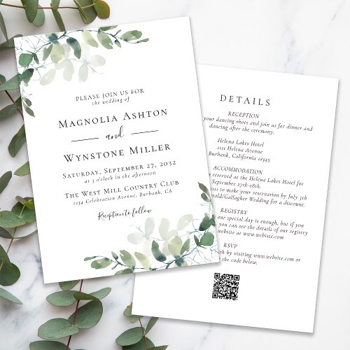 Eucalyptus All in One Wedding Invitation