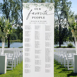 Eucalyptus Alphabetical Wedding Seating Chart Retractable Banner